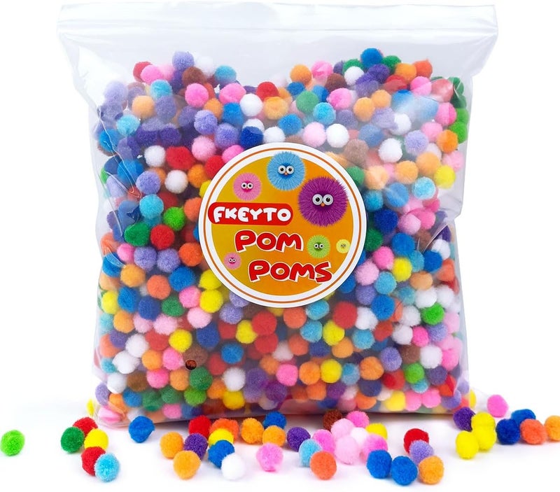 FKEYTO 1000pcs Craft Pom Poms, 1cm Fuzzy Pompom Puff Balls for DIY Arts, Crafts Projects, Home Decorations - Image 1